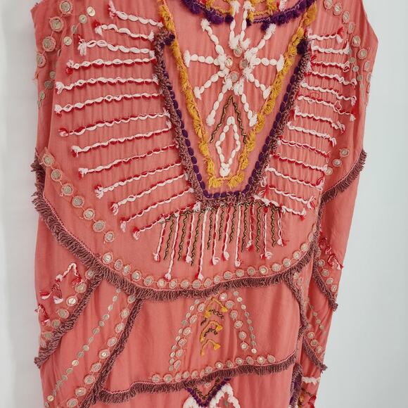 Anthropologie Bl^nk Reveka Embellished Shift Dress XSP London Beaded Fringe Mini - Picture 8 of 13